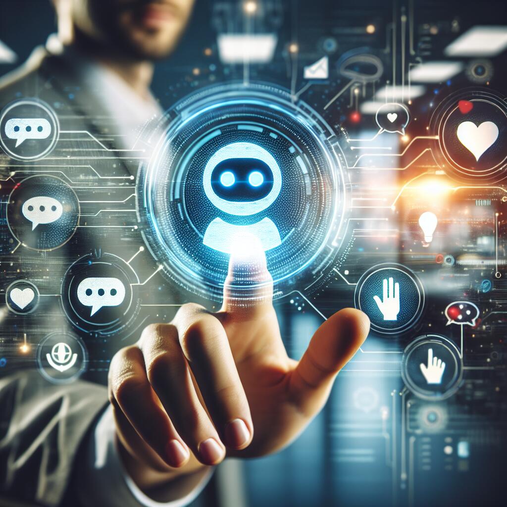 A human hand interacting with a glowing chatbot interface, symbolizing the debate over AI chatbots as engagement tools.