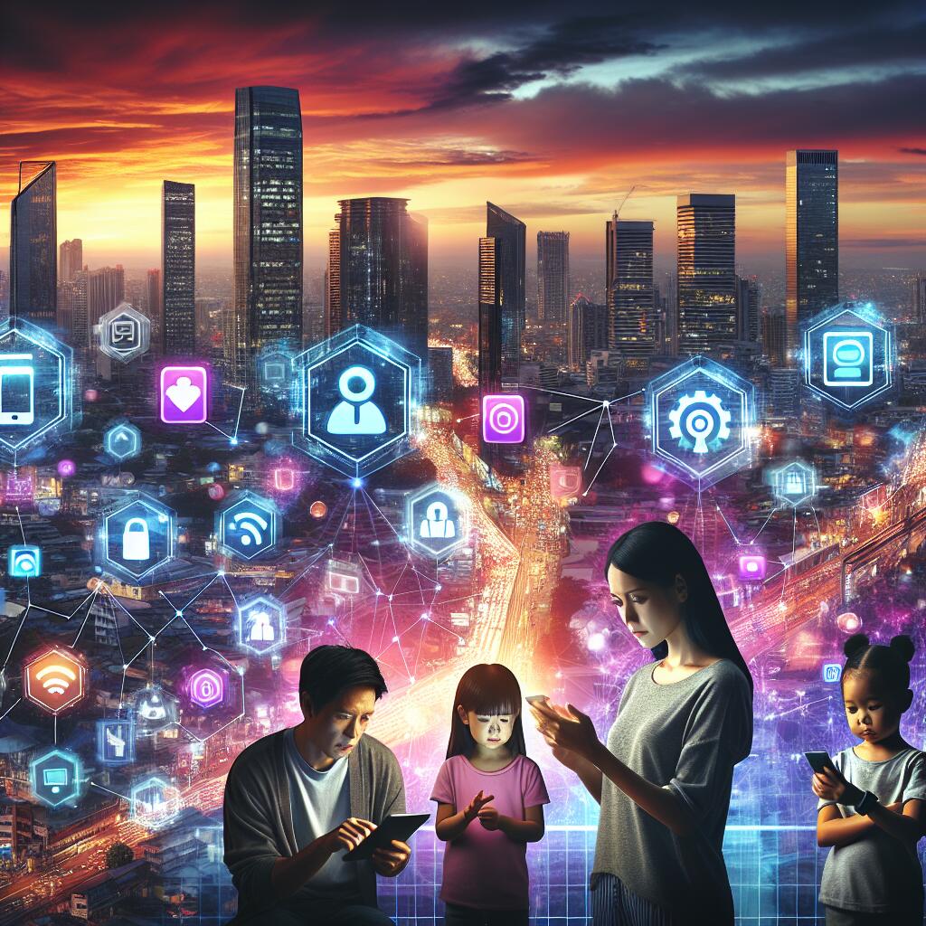 Futuristic city with holographic app icons, representing IBM's vision of a billion apps powered by Gen AI.