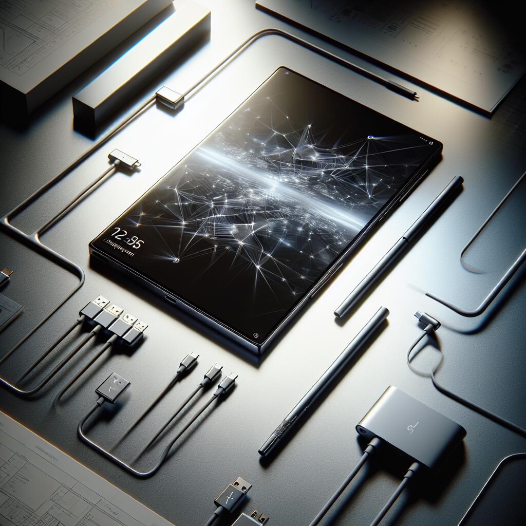 A Microsoft Surface laptop on a modern desk with USB-C accessories, representing the transition to USB-C technology.