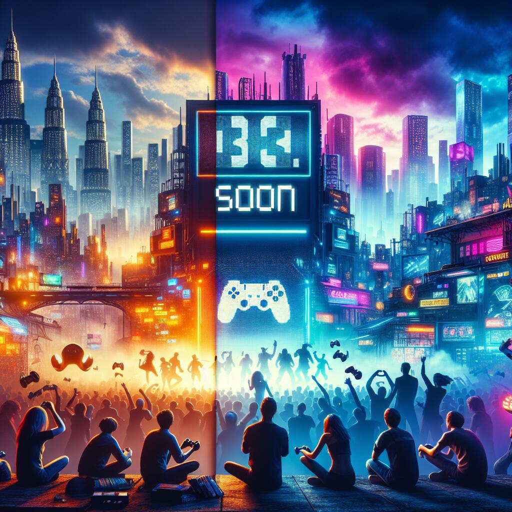 A vibrant cityscape with a countdown timer showcasing the excitement for GTA VI amid a release delay.