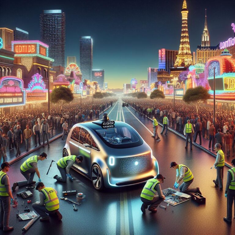 Zoox Robotaxi being inspected for safety on Las Vegas Strip after recall