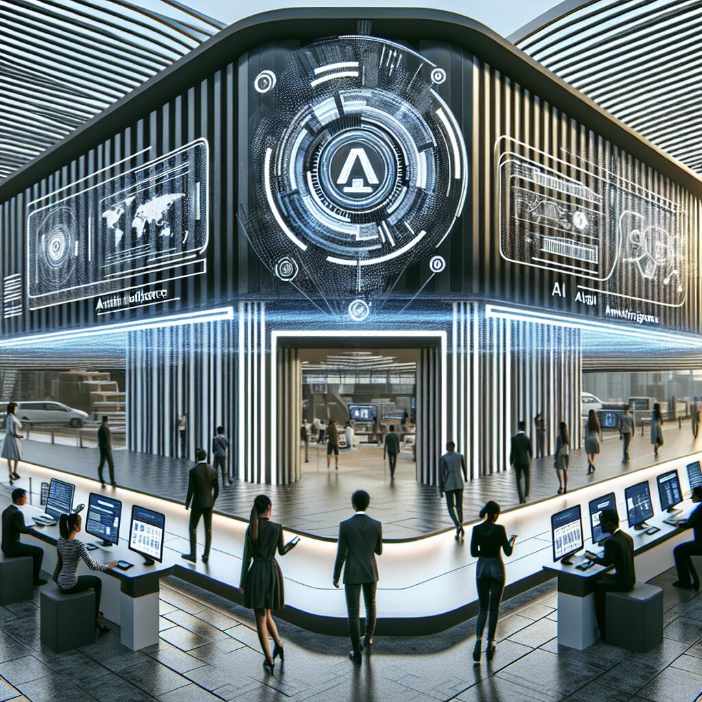Futuristic payment processing center with stripes and Nvidia AI technology