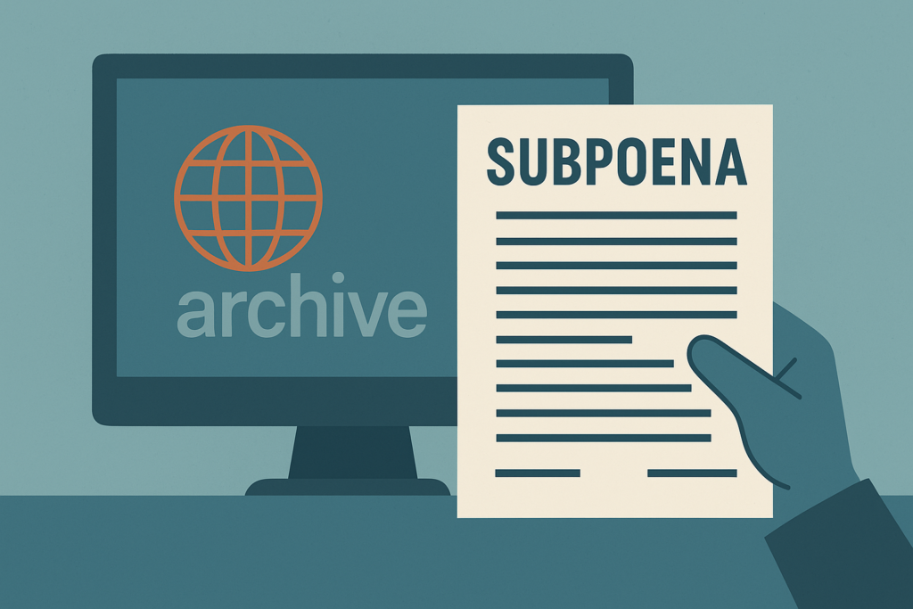 Screenshot of Archive.today X account showing FBI subpoena notice.