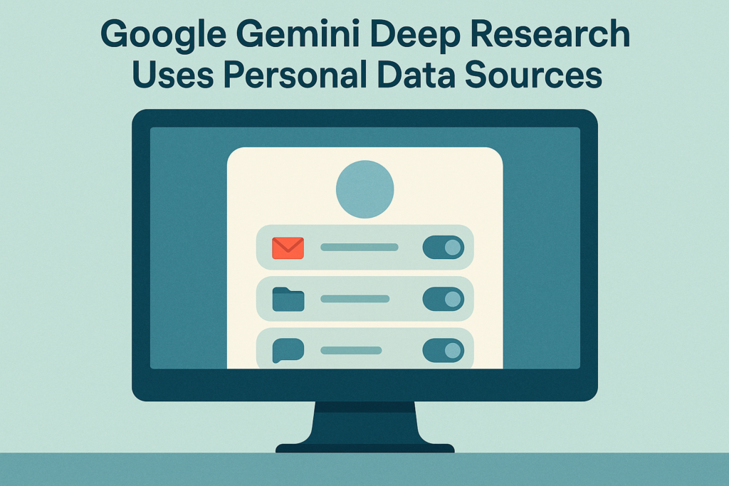 Computer screen showing Google Gemini interface with data integration options.