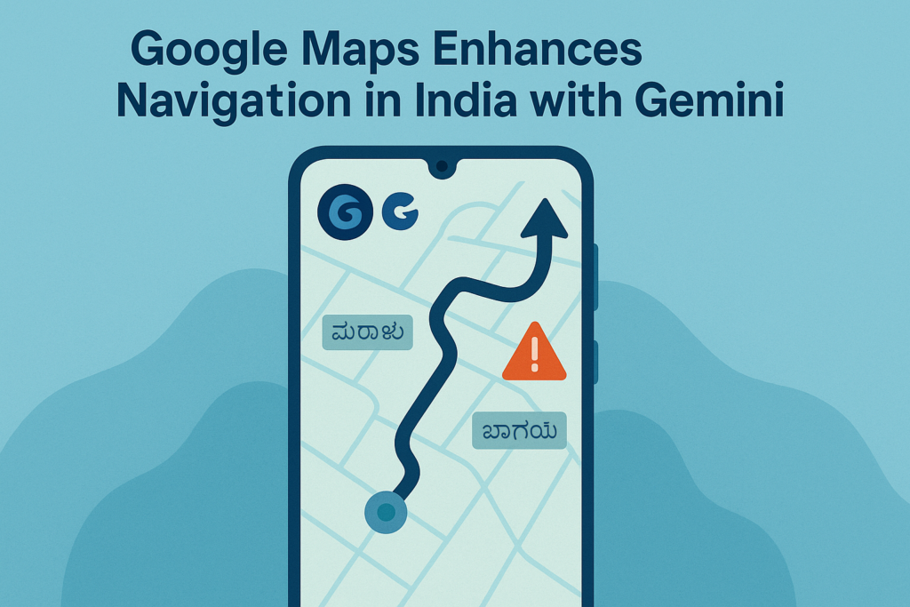 Smartphone showing Google Maps with Gemini AI features in India.