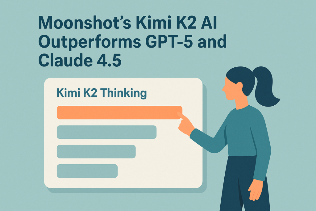 Screenshot of Kimi K2 Thinking benchmark results with performance scores.