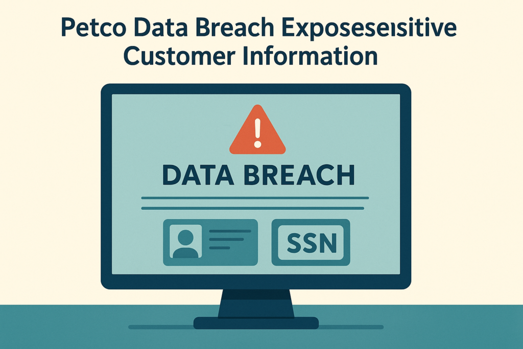 A computer screen showing a Petco data breach notification.