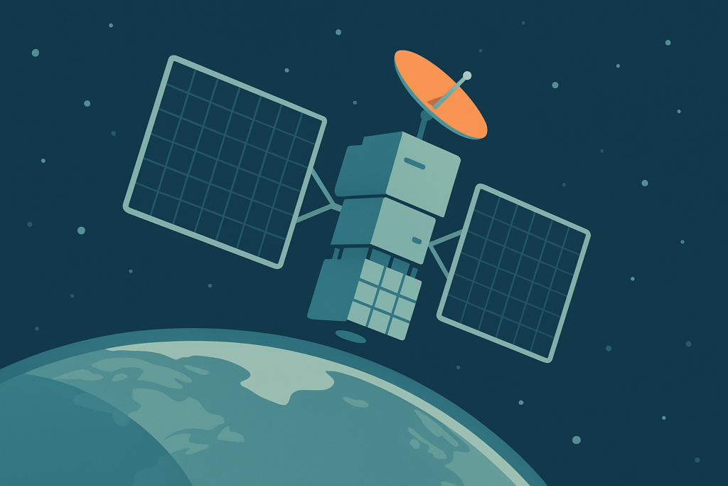 SpaceX Starlink satellite orbiting Earth with visible planet surface.