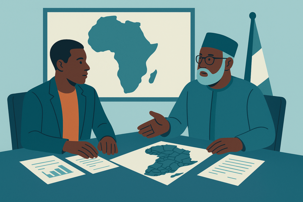 Ventures Platform and Nigerian government representatives in a meeting room discussing investments.