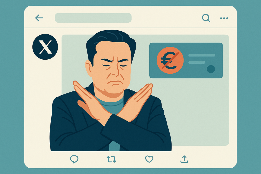 Screenshot of Elon Musk's post on X reacting to EU fine.