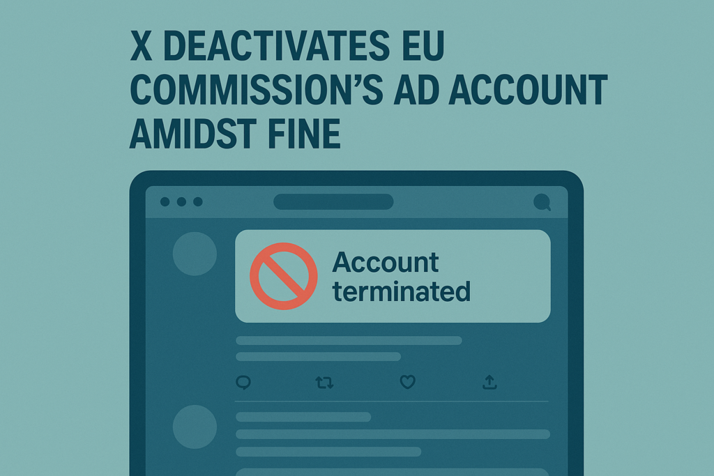 Screenshot of X platform showing deactivated European Commission ad account.